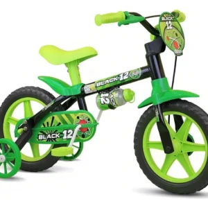 Bicicleta infantil Nathor aro 12 Black 12 de 2 a 5 anos cor preto/verde