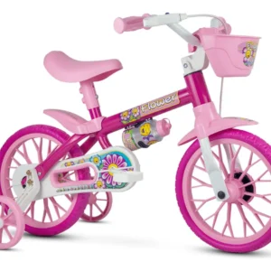 Bicicleta Rosa Nathor Flower Infantil Aro 12 Menina Cestinha