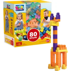 Blocos De Montar Encaixar Infantil 80 Peças Mk380 - Dismat