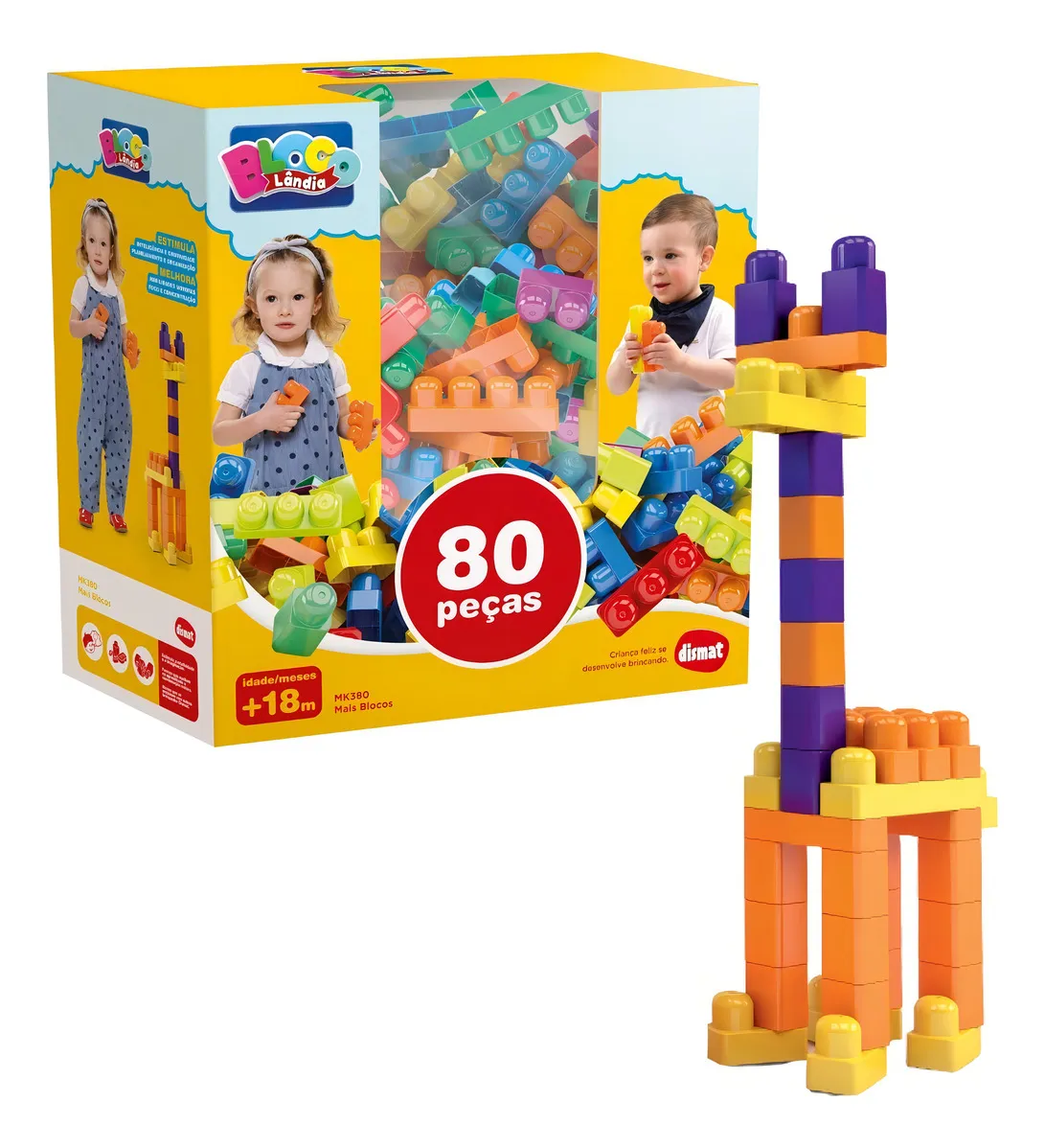 Blocos De Montar Encaixar Infantil 80 Peças Mk380 - Dismat