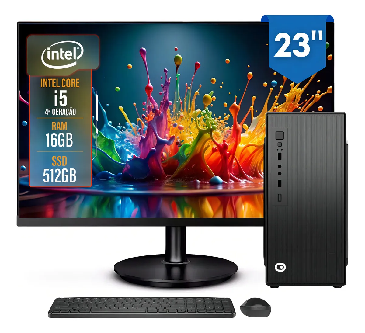 Computador Completo 2Eletro Top Intel Core i5, 16GB RAM, SSD 512GB, Bivolt, Monitor 23" Full HD - CD2E-0132TO