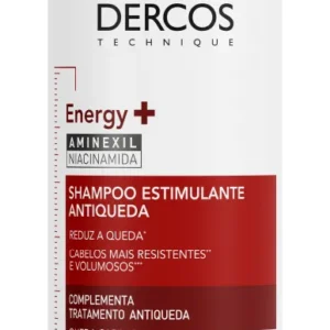 Shampoo Estimulante Tratamento Antiqueda para Cabelos Fracos e Quebradiços, Fortalece os Fios com Aminexil, Niacinamida e Vitamina E, Dercos Energy+ Vichy 400g