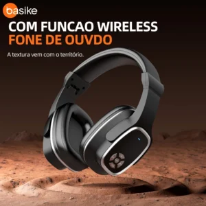 Basike Fones ouvido bluetooth sem fio Alto-falante viva-voz com microfone embutido graves potentes
