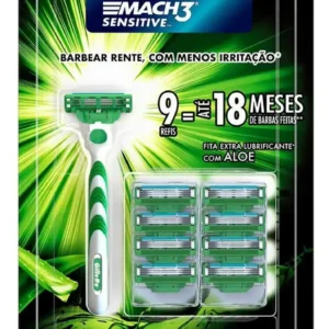 Aparelho de barbear Mach3 Sensitive + 9 cargas Gillette