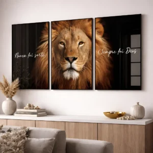 Quadro Decorativo Leão Nunca Foi Sorte Sempre Foi Deus Judá