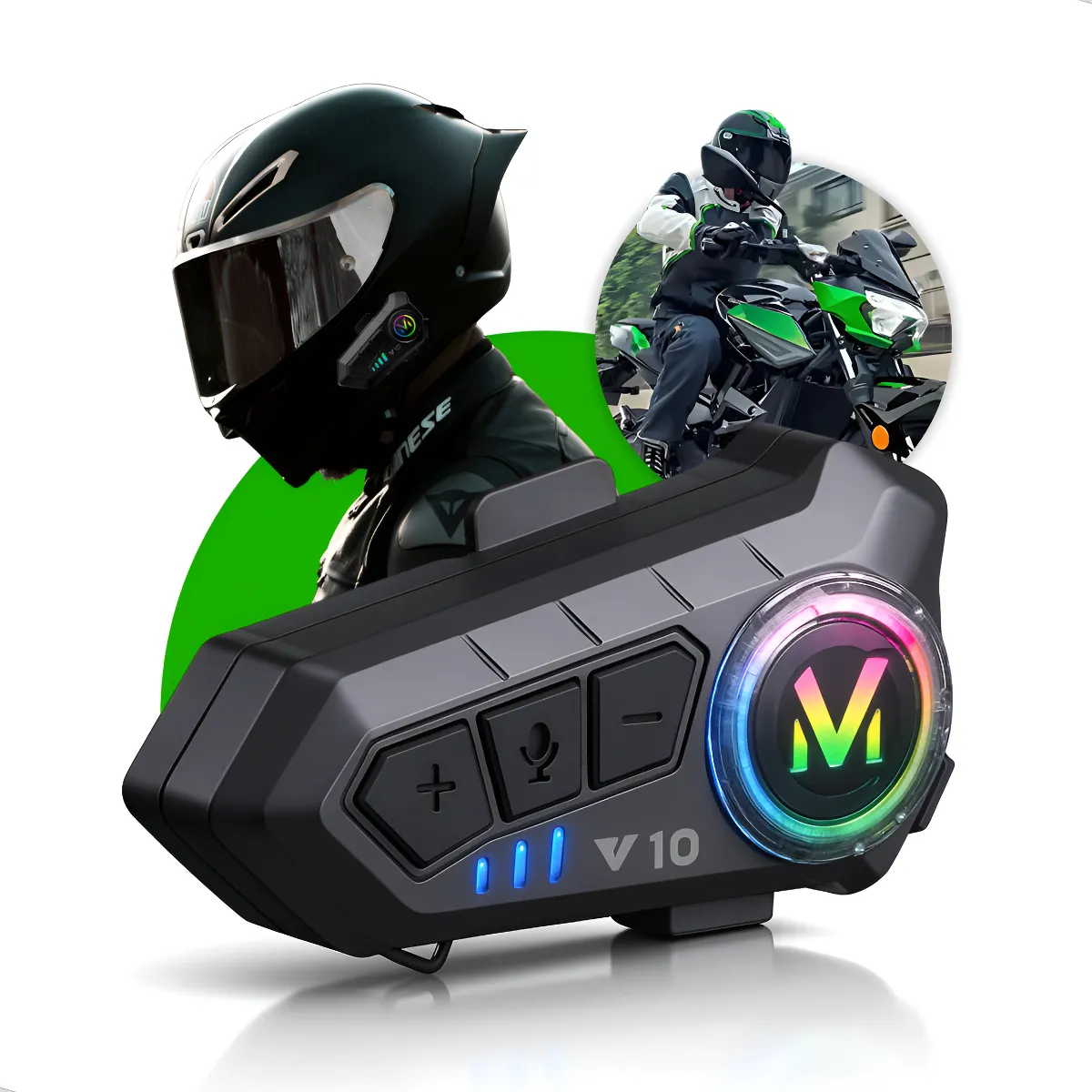 Fone De Ouvido Para Capacete Bluetooth Headset Rgb Sem Fio Kateluo