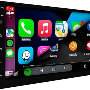 CENTRAL MULTIMÍDIA ANDROID 13, QUAD-CORE 4/64GB, TELA QLED 7" FULL TOUCH, 2 DIN SLIM, USB, SD, AUX, BLUETOOTH, ESPELHA ANDROID E IOS, CARPLAY E ANDROID AUTO COM OU SEM FIO