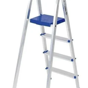 Escada Alumínio 4 Degraus MOR Prateado/Azul