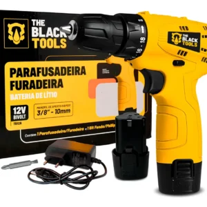 Parafusadeira Furadeira The Black Tools TB12A 3/8 a Bateria Cor Amarelo Frequência 60Hz