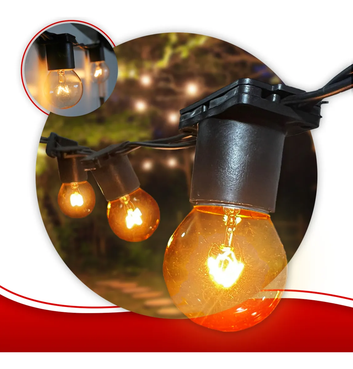 Varal De Luzes 20 Metros Festao Com Lampadas Ja Inclusas
