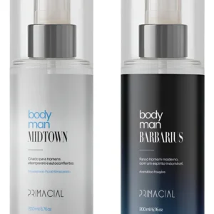 KIT BODY SPLASH MASCULINO BARBARIUS E MIDTOWN 200ML - PRIMACIAL PERFUME FRESCO AMADEIRADO